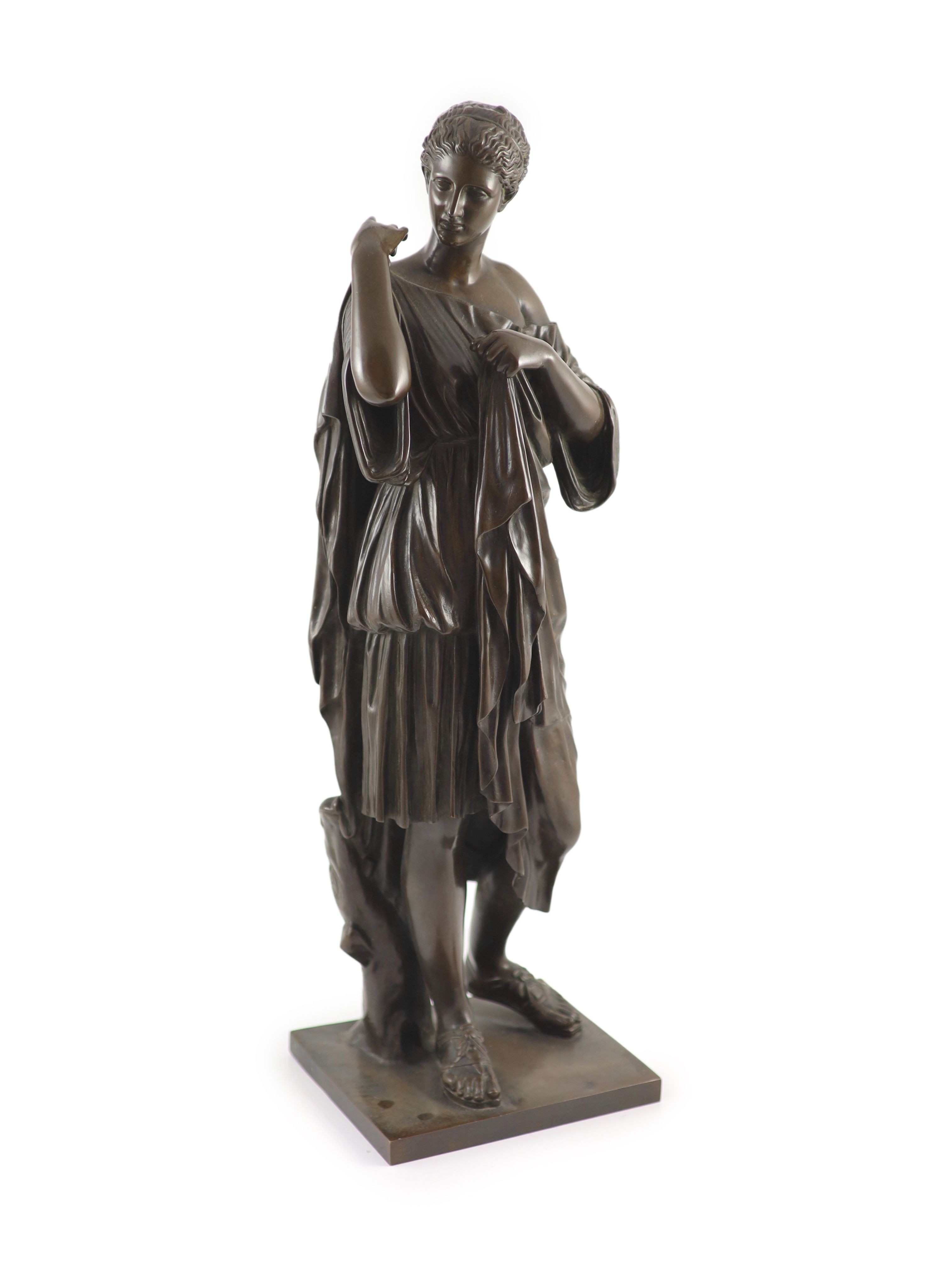 A large 19th century bronze figure of a classical maiden H 55cm. W 17cm.